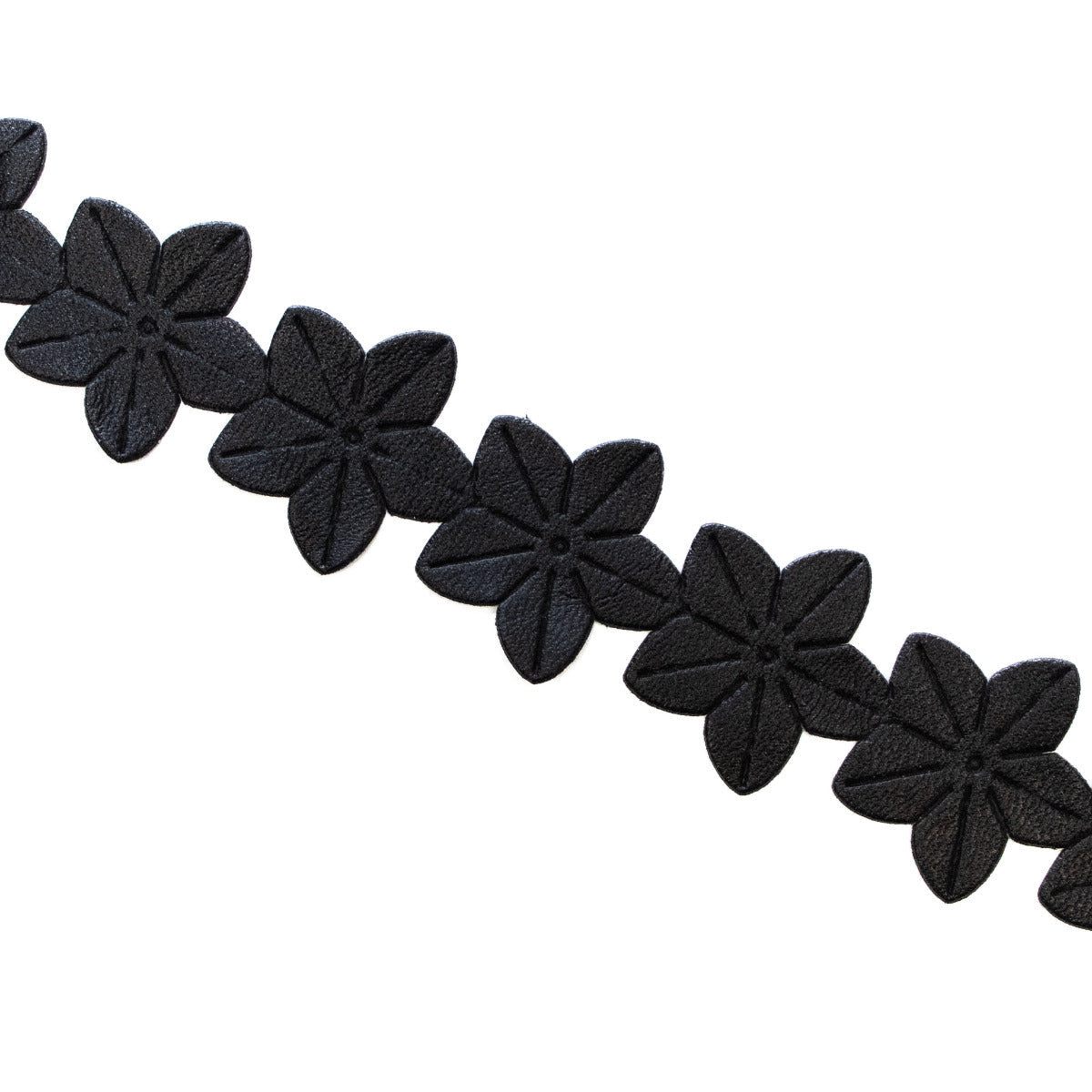 Kunstleder Blumenborte ca. 30 mm - schwarz