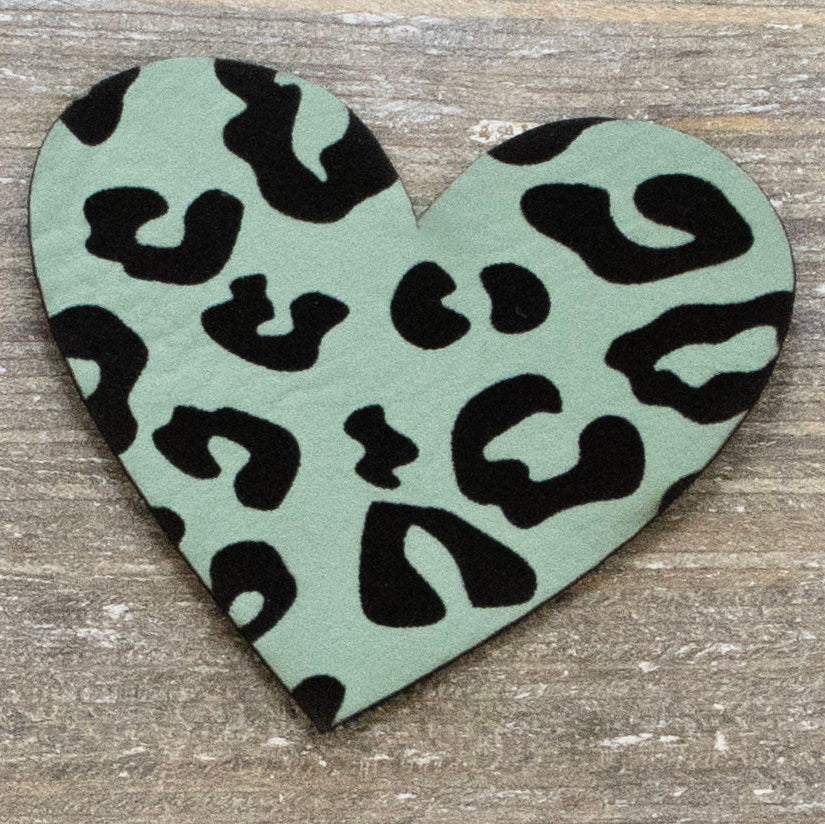 Label Kunstleder KDS - Herz mit Leoprint