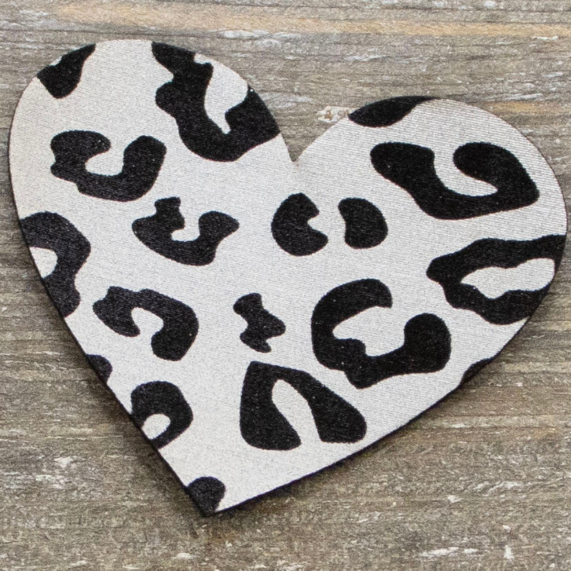Label Kunstleder KDS - Herz mit Leoprint