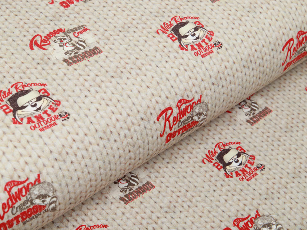 Sweat French Terry Digitaldruck Wild Raccoon Stenzo - wilde Waschbären auf Strickoptik