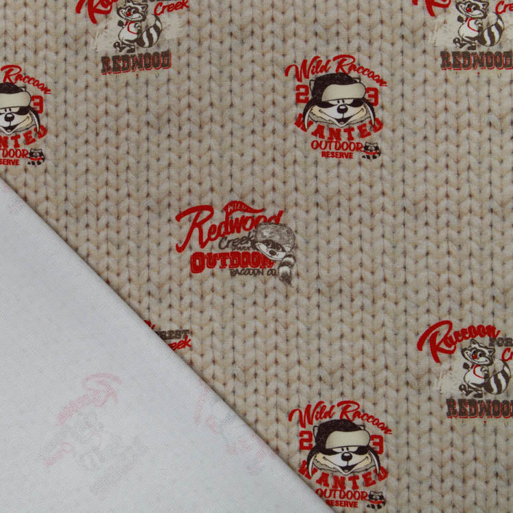 Sweat French Terry Digitaldruck Wild Raccoon Stenzo - wilde Waschbären auf Strickoptik