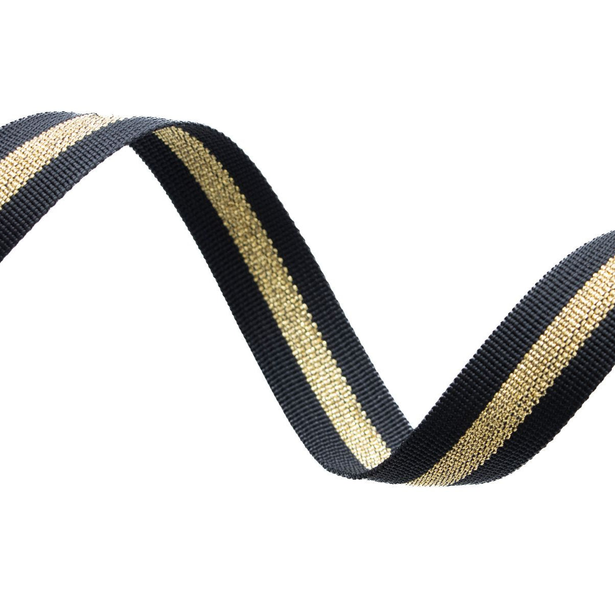 Gurtband mit Glitzer-Streifen 25mm - schwarz/goldfarben