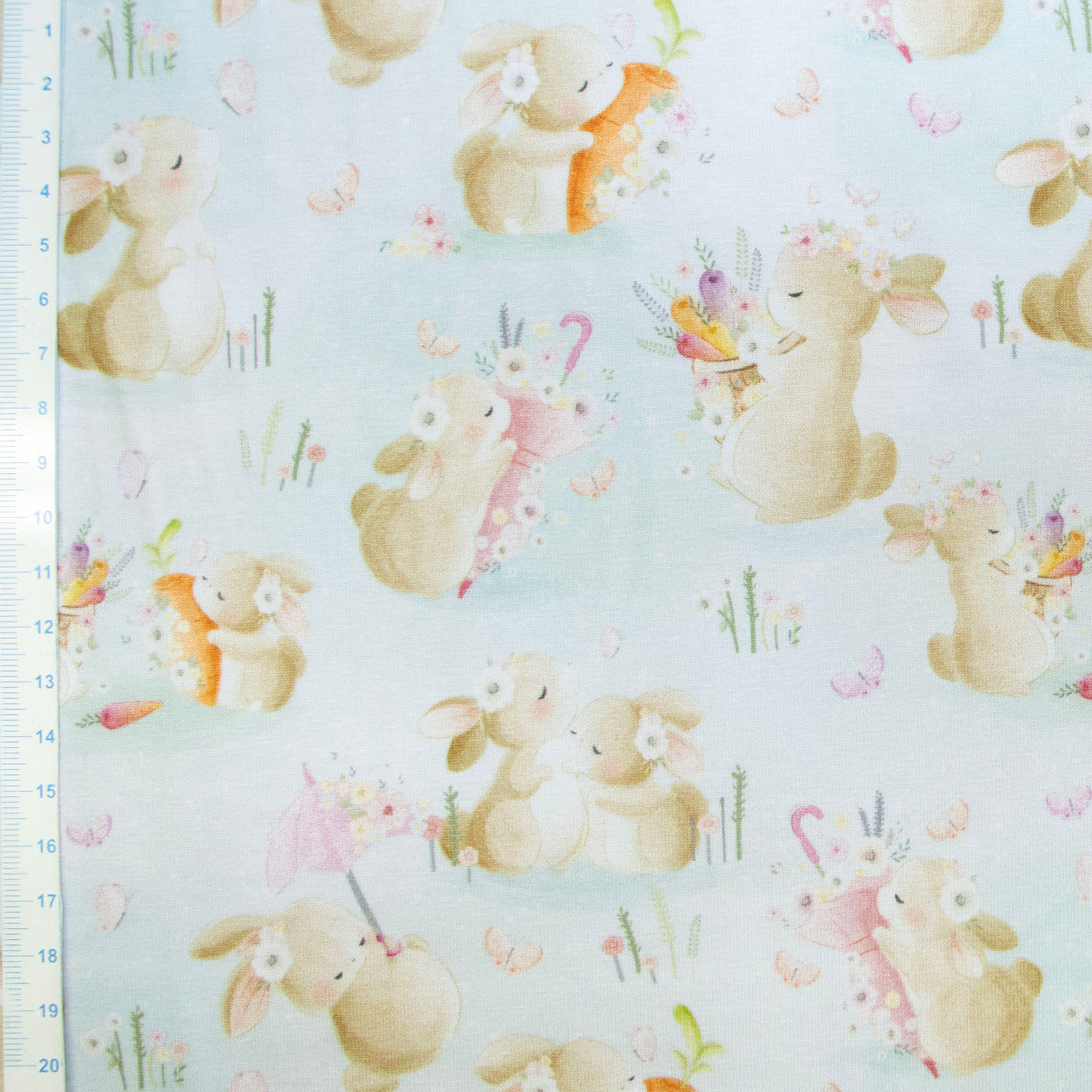 Jersey Digitaldruck - süße Häschen - hellblau