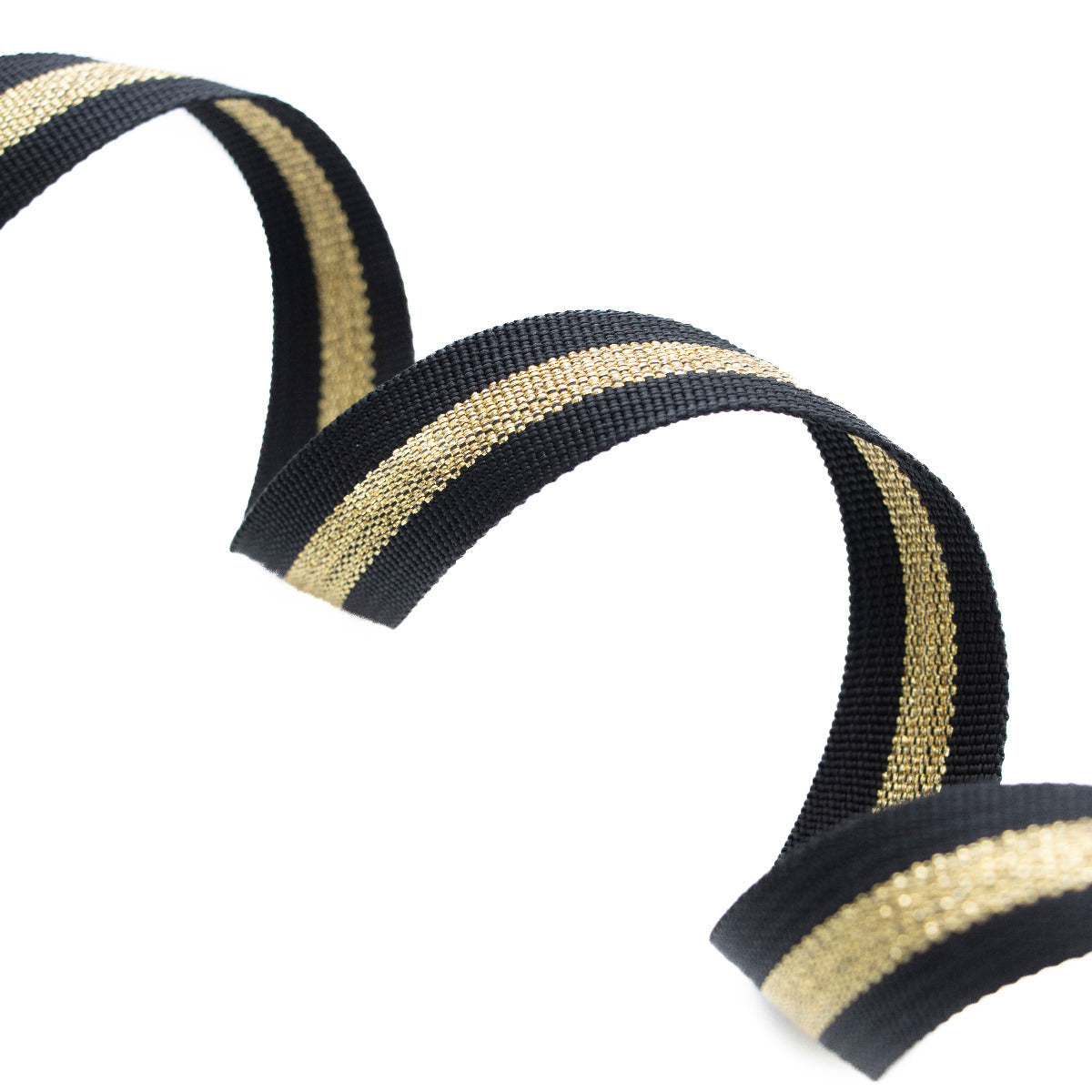 Gurtband mit Glitzer-Streifen 25mm - schwarz/goldfarben