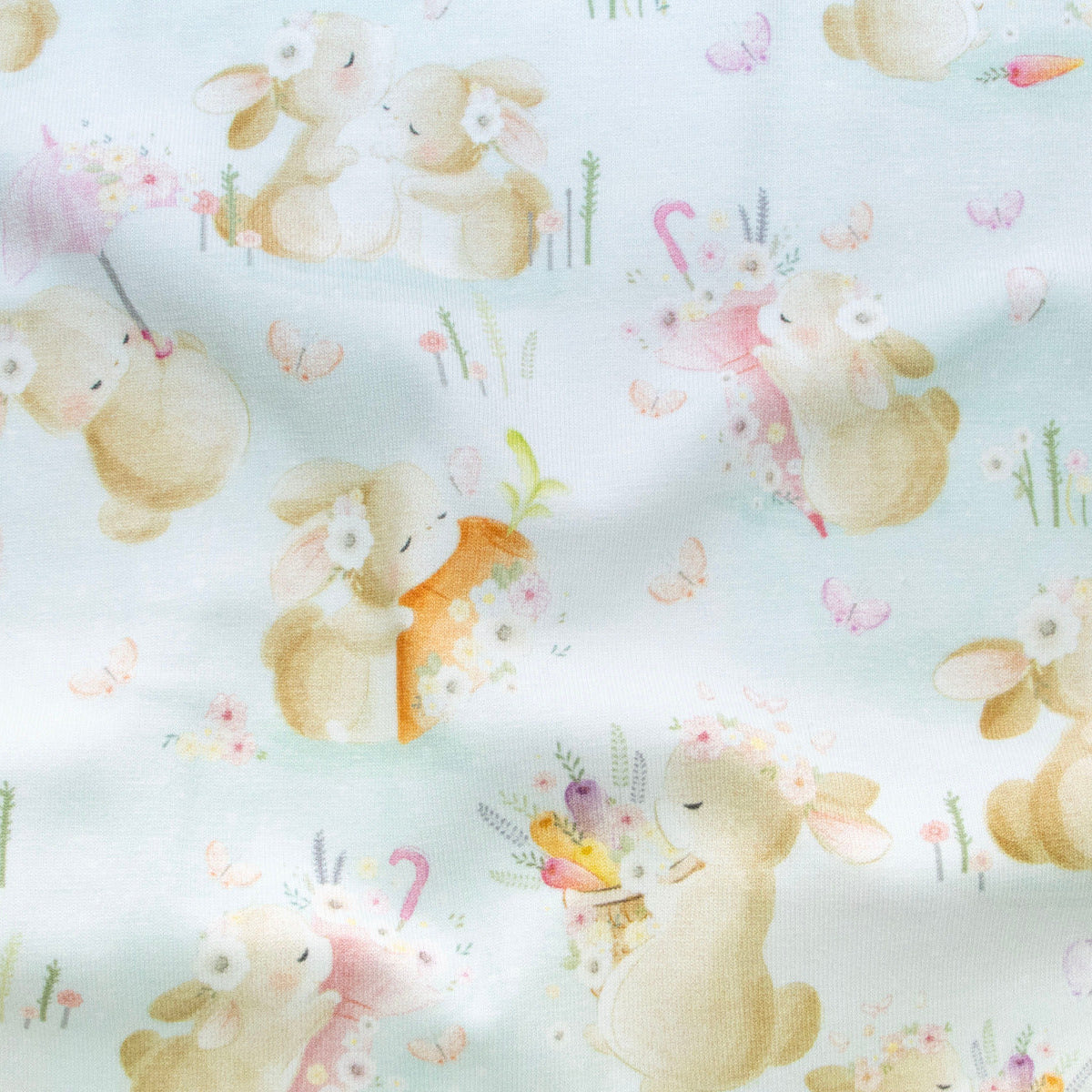 Jersey Digitaldruck - süße Häschen - hellblau