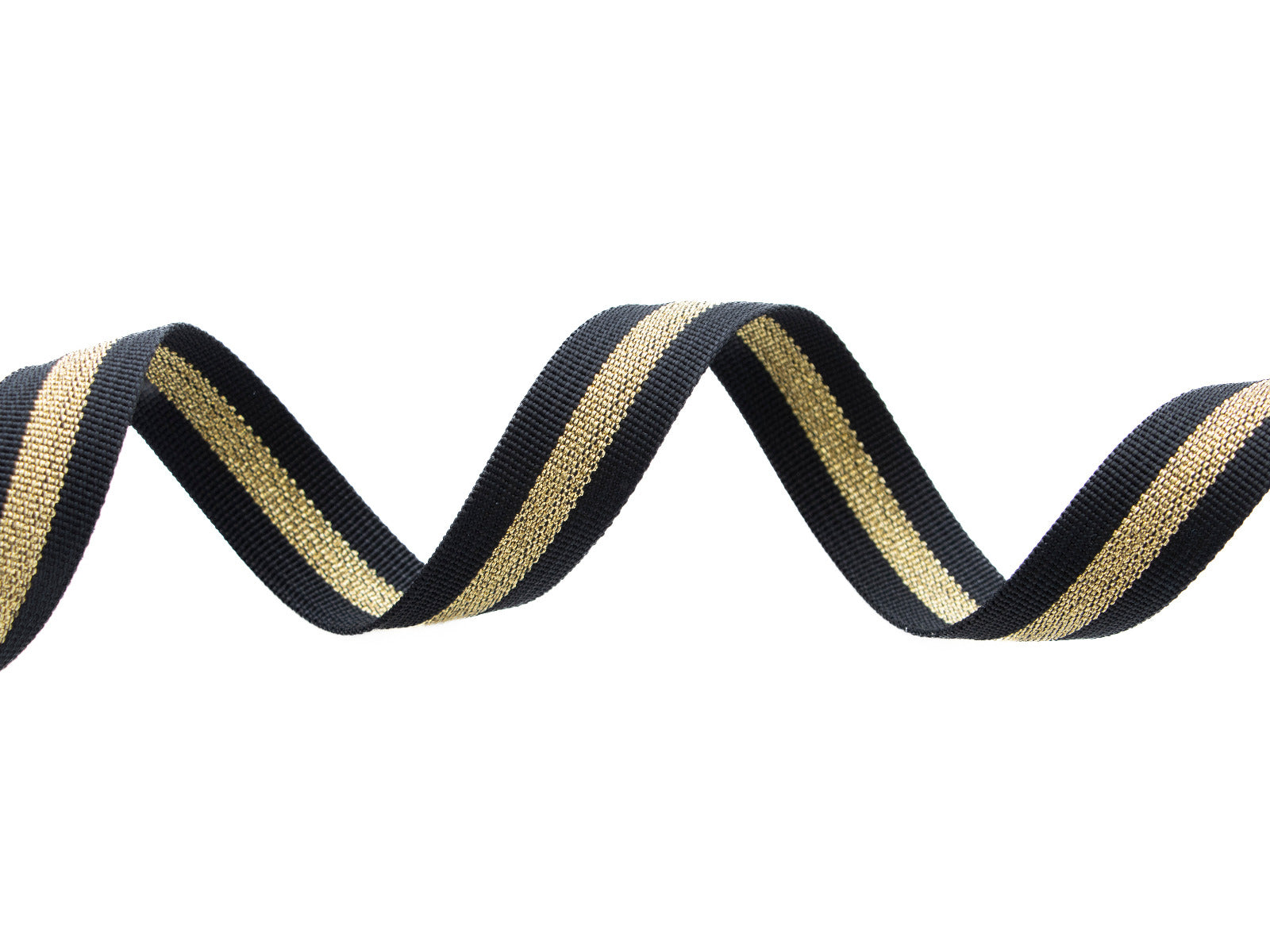 Gurtband mit Glitzer-Streifen 25mm - schwarz/goldfarben