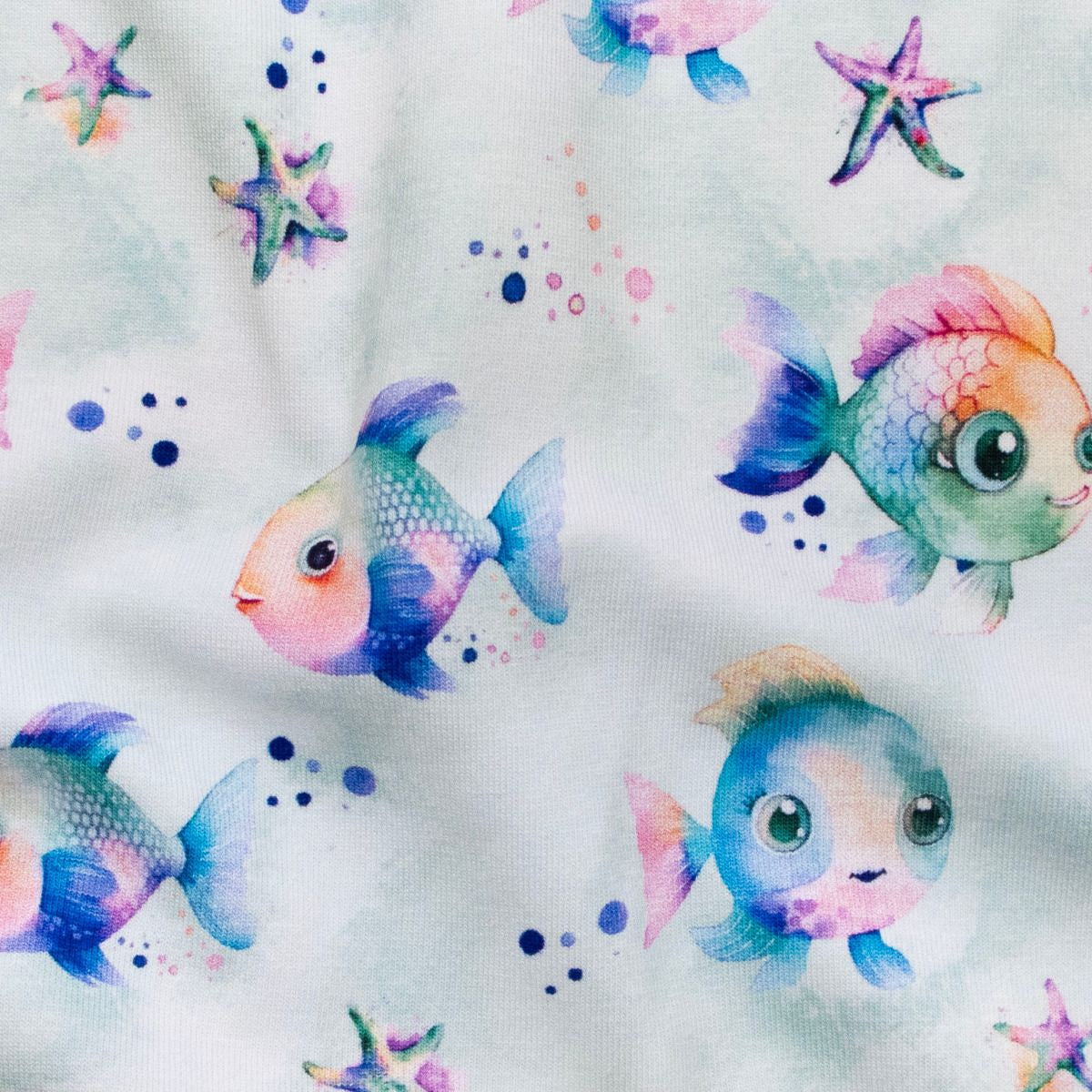 Jersey Digitaldruck - Regenbogen Fische - mint
