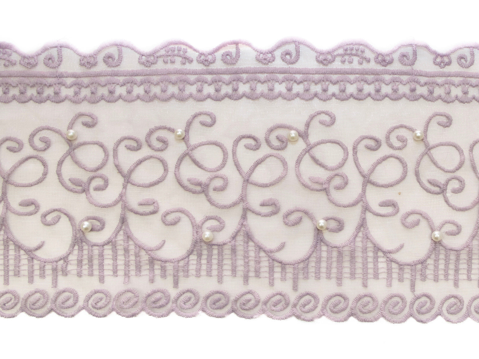 Spitze mit Perlen - 15 cm breit