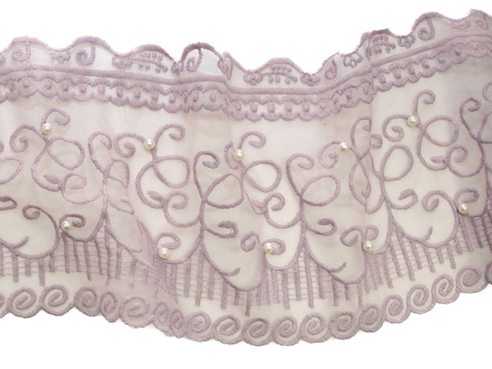 Spitze mit Perlen - 15 cm breit