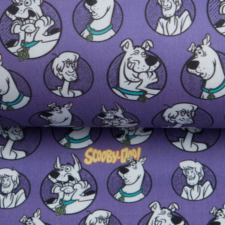 Webware Baumwolle Popeline Digitaldruck Scooby Doo - Scooby Doo ist erstaunt - lila