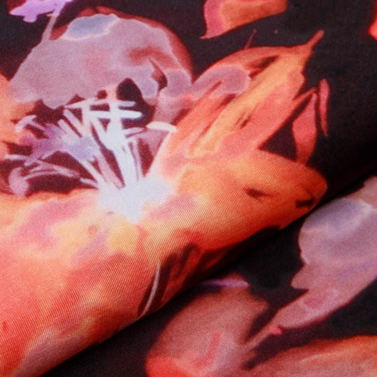 Bambus Jersey Digitaldruck SARAH - Aquarelle Blüten - weiß