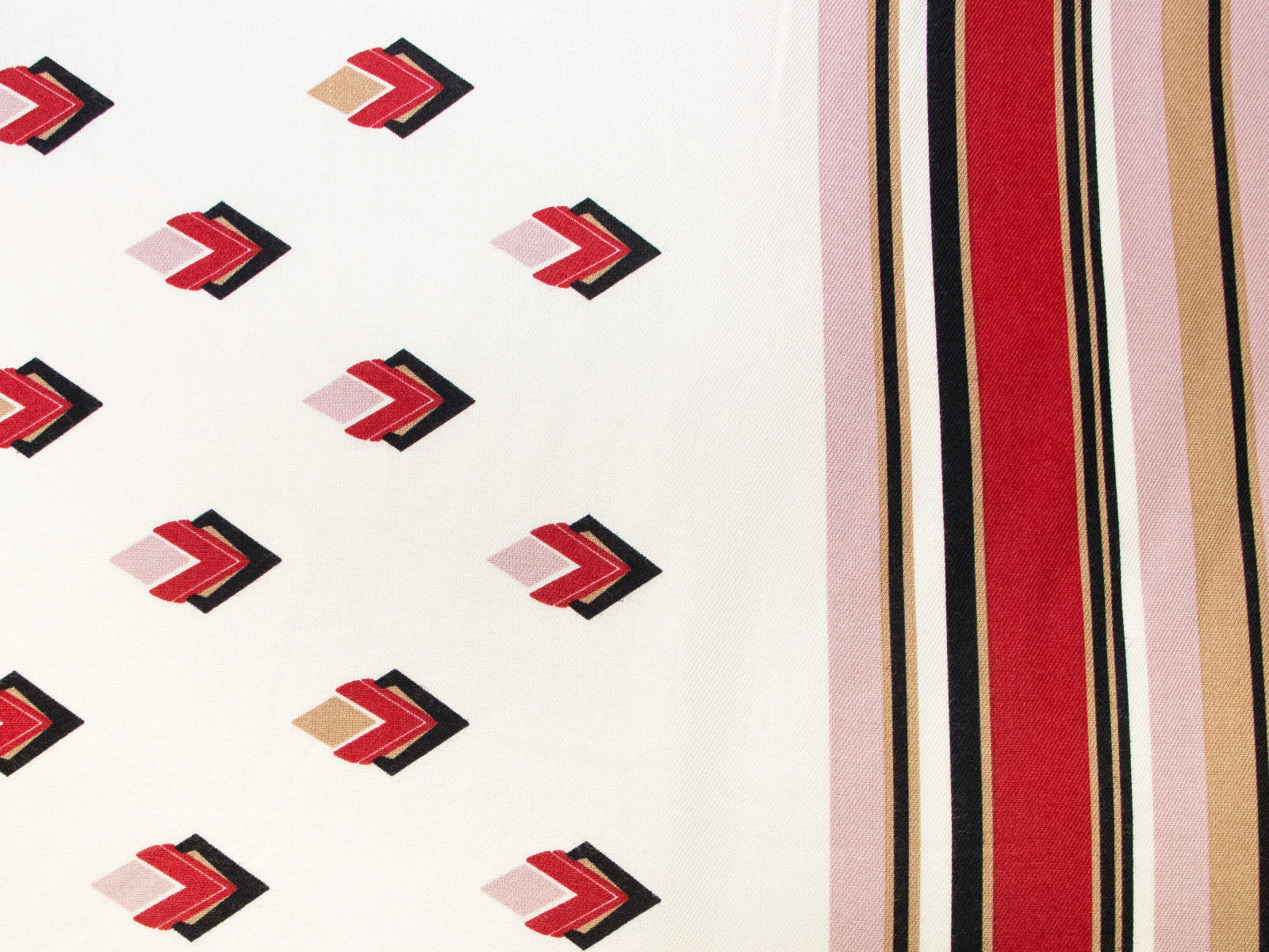 Webware Viskose Köper mit Bordüre - geometrisches Muster - creme