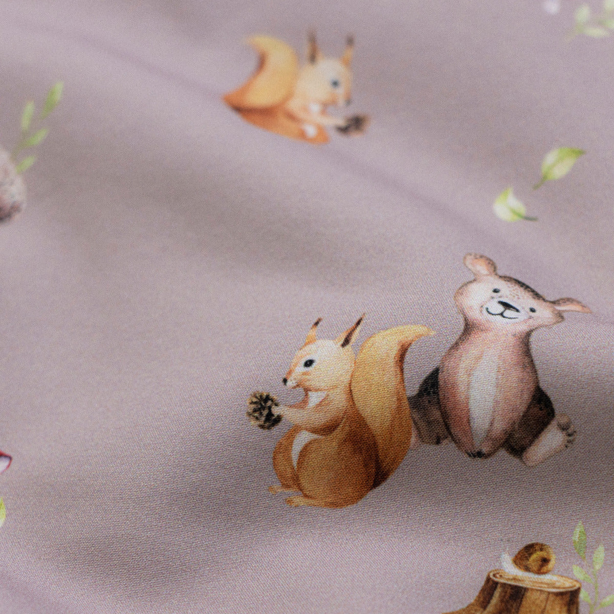 Softshell Jackenstoff - kleine Waldtiere - taupe/rost