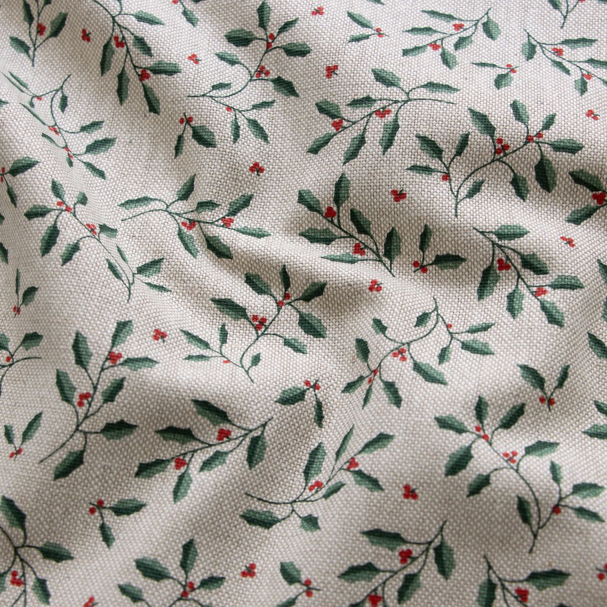 Dekostoff Half-Panama Leinenoptik - Mistelzweige - natur