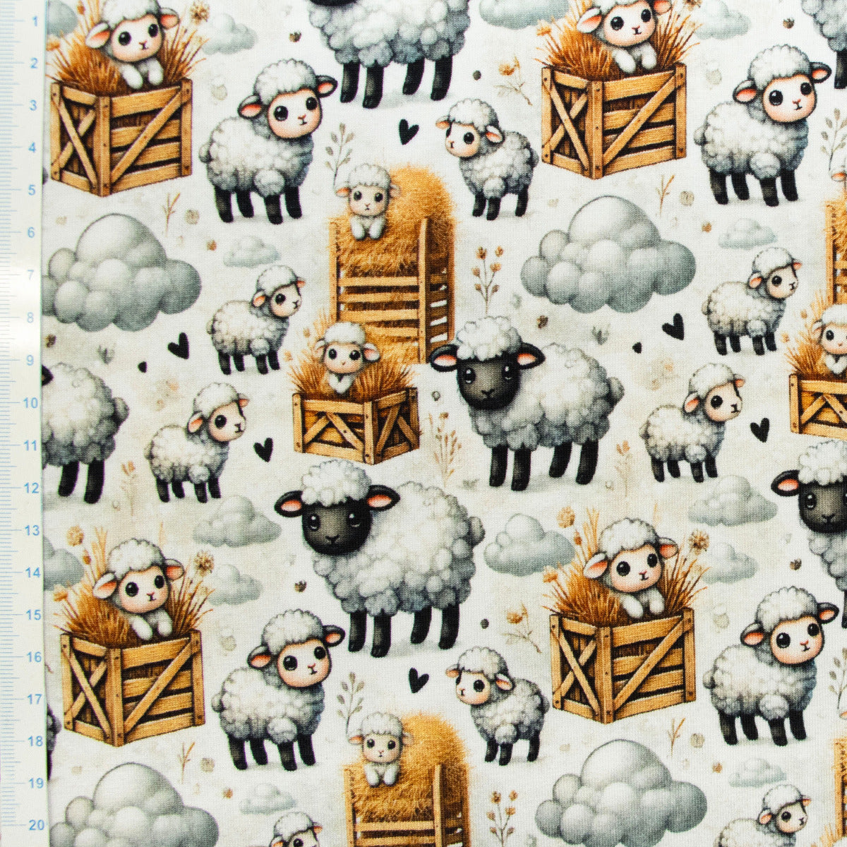 Jersey Digitaldruck - Süße Schafe – Wollweiß