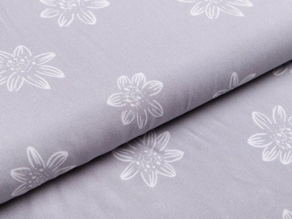 Webware Viskose Henrik - Blüten - grau