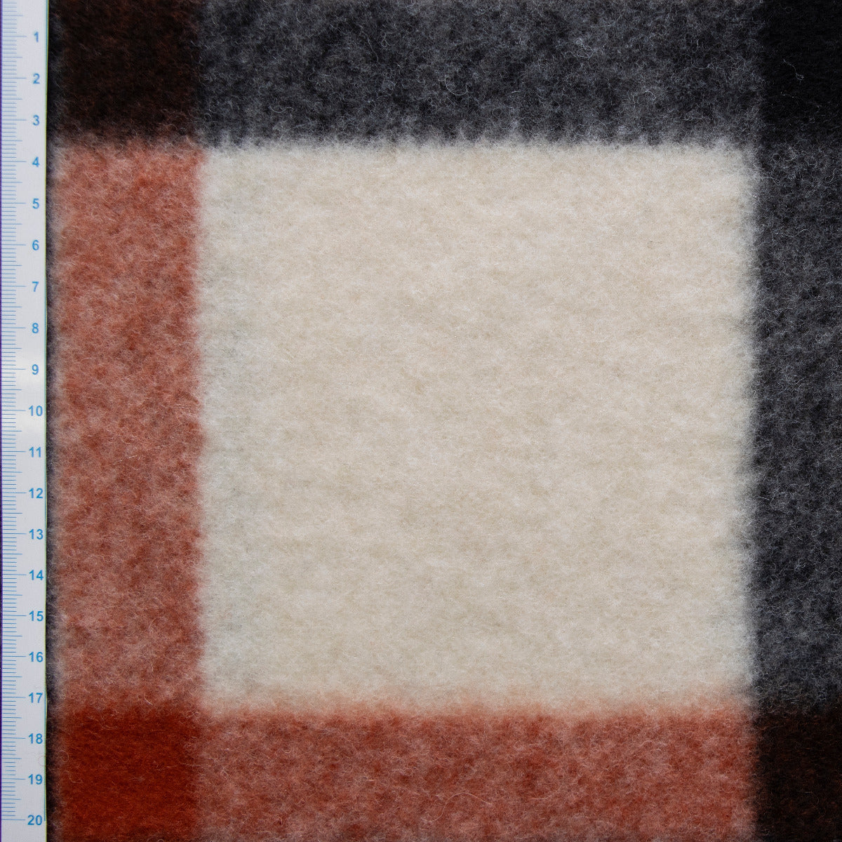 Strickwalk mit Wolle kariert - Striped Checked Wool Blend natur - schwarz - rost