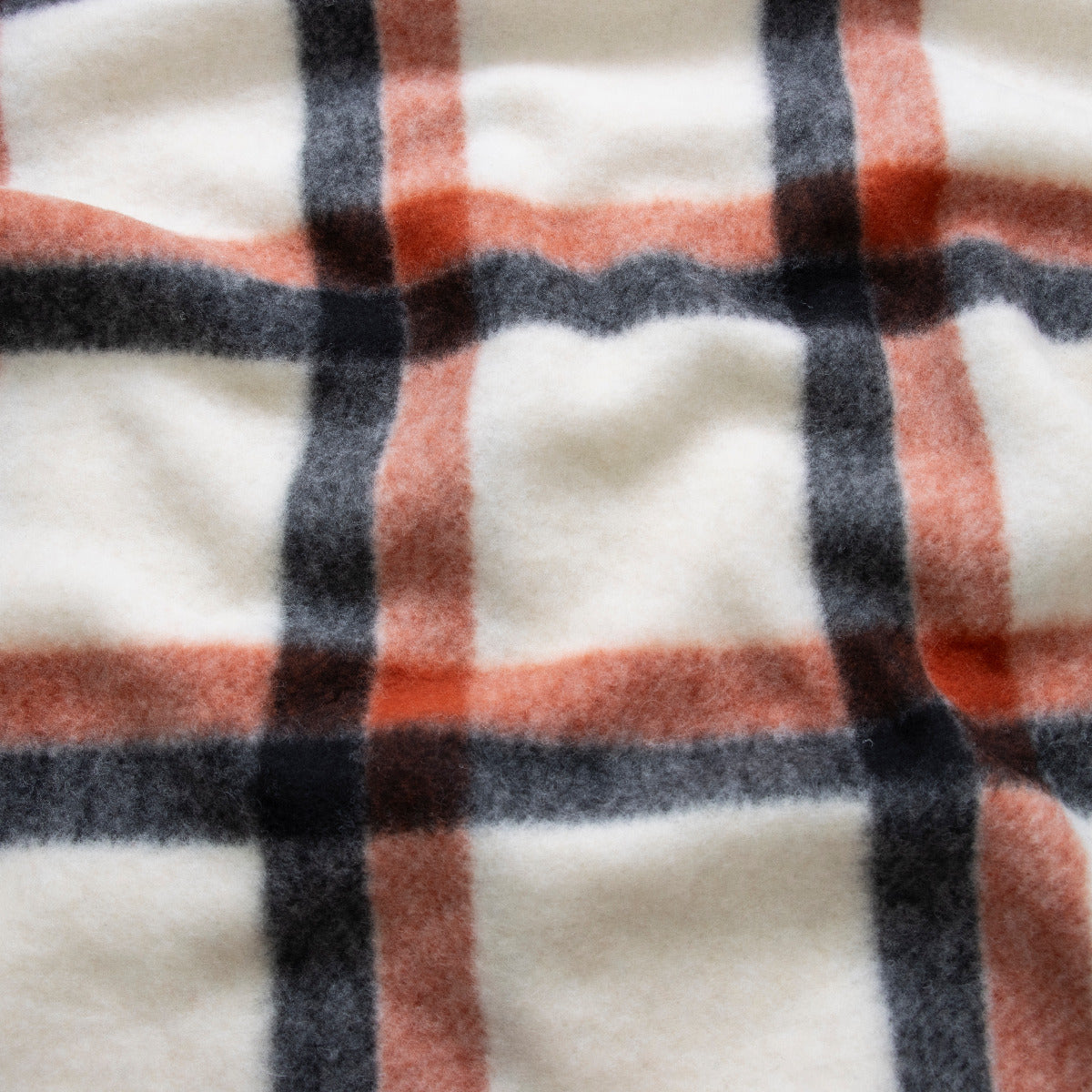 Strickwalk mit Wolle kariert - Striped Checked Wool Blend natur - schwarz - rost