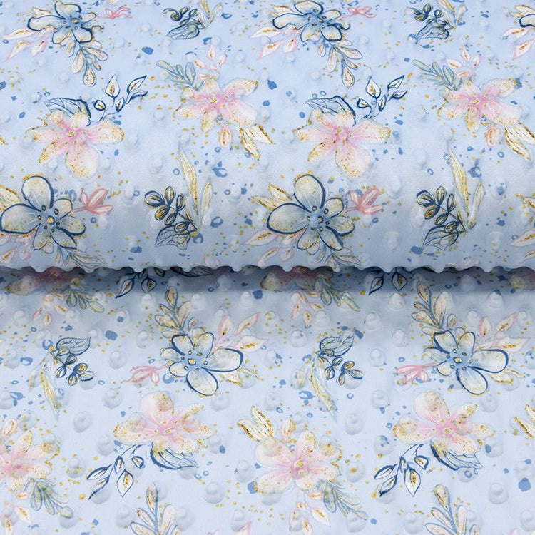 Wellnessfleece Minky mit Noppenprägung - Blumen