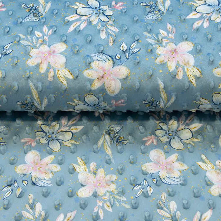 Wellnessfleece Minky mit Noppenprägung - Blumen