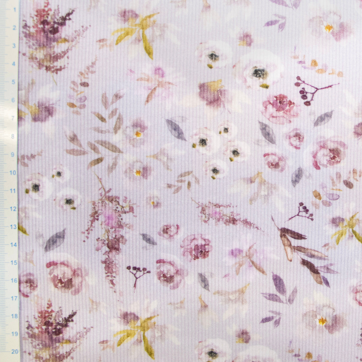 Ripp-Jersey Digitaldruck - verschiedene Blümchen - helles flieder