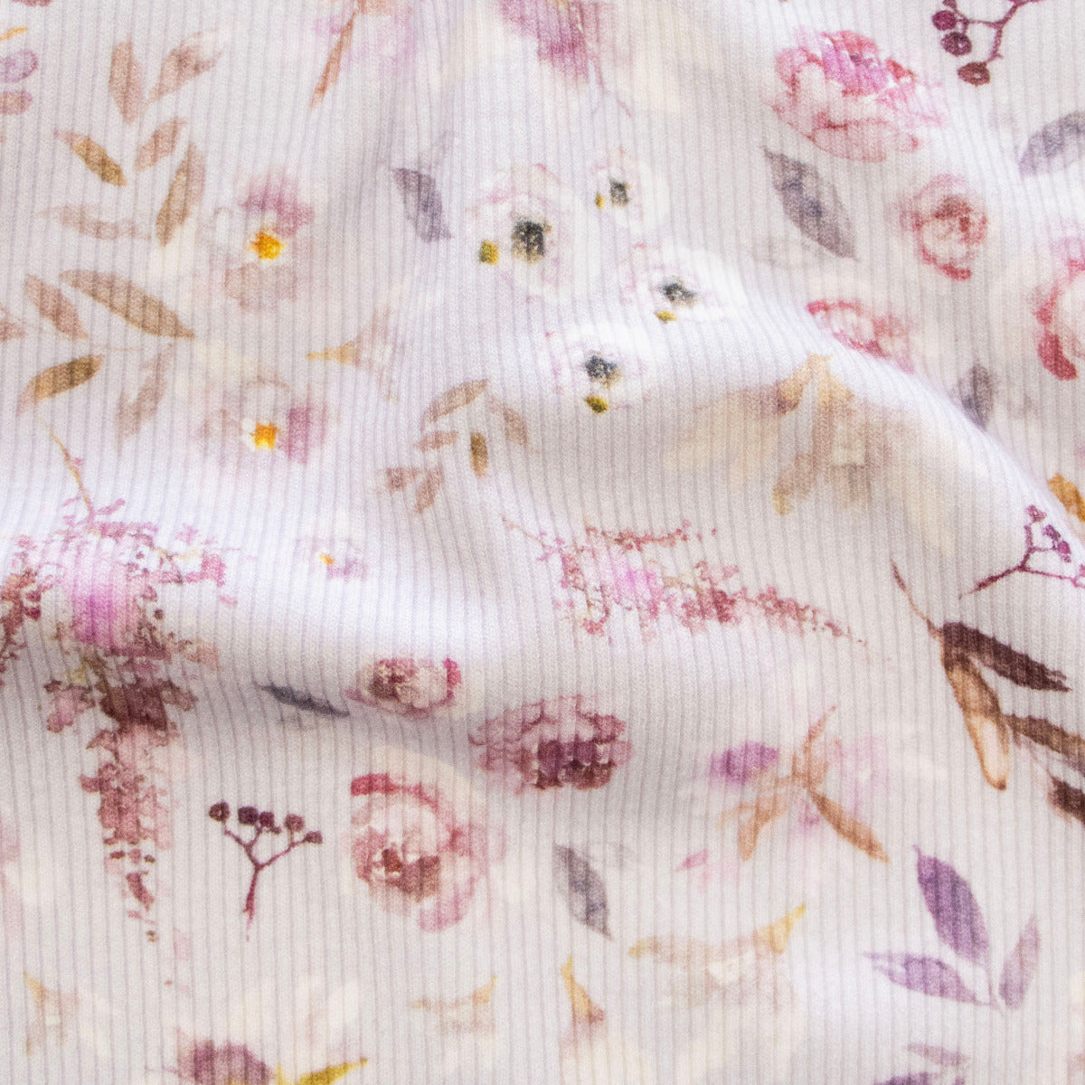 Ripp-Jersey Digitaldruck - verschiedene Blümchen - helles flieder