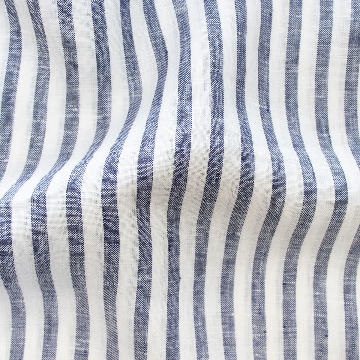 Italienischer Leinen - Streifen - blau - weiß