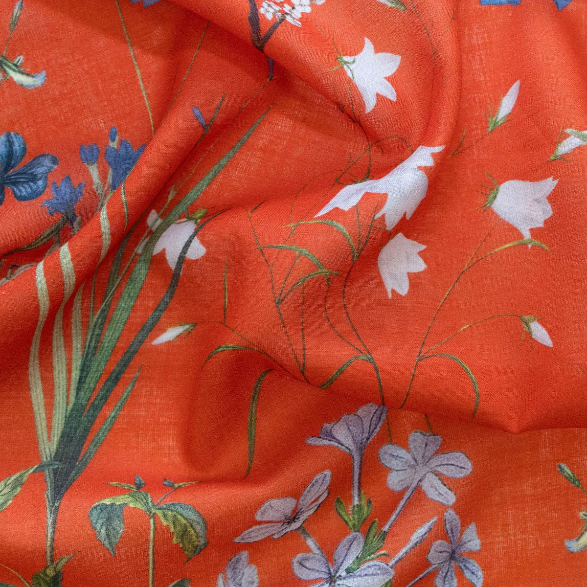 Webware Baumwolle Batist - verschiedene Blümchen - rotorange