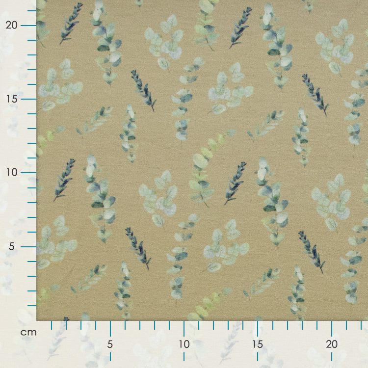 Jersey Viskose Digitaldruck - Eukalyptus - beige