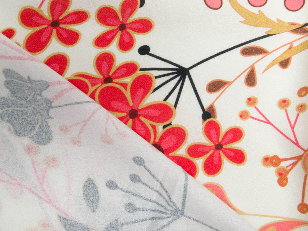 Webware Viskose Swafing Palina - Blumenstrauß und Pusteblumen - weiß