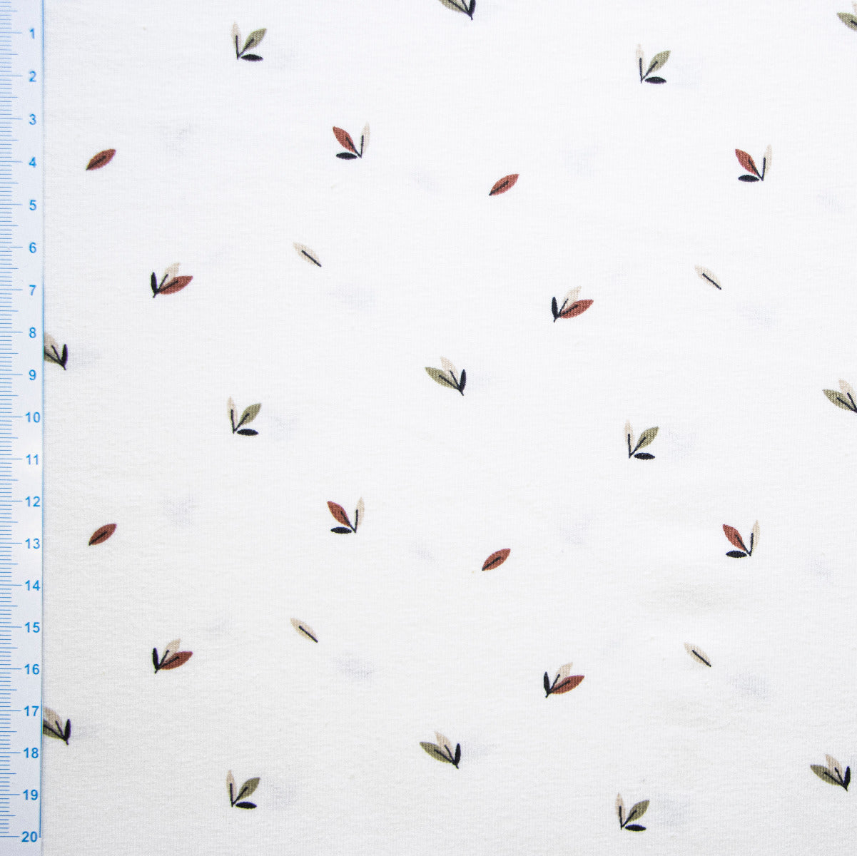 Jersey - kleine Blätter - Wollweiß