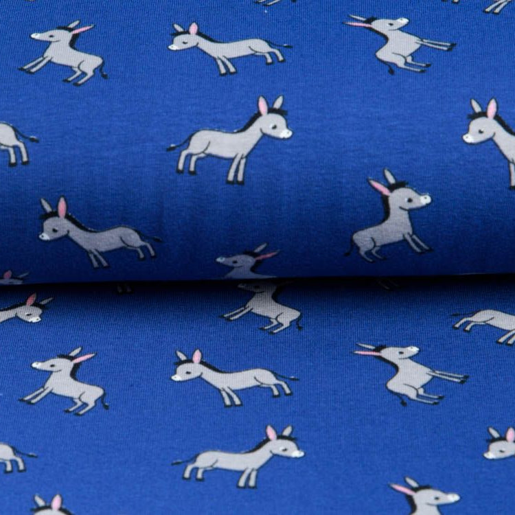 Jersey Digitaldruck - verrückte Esel - marineblau