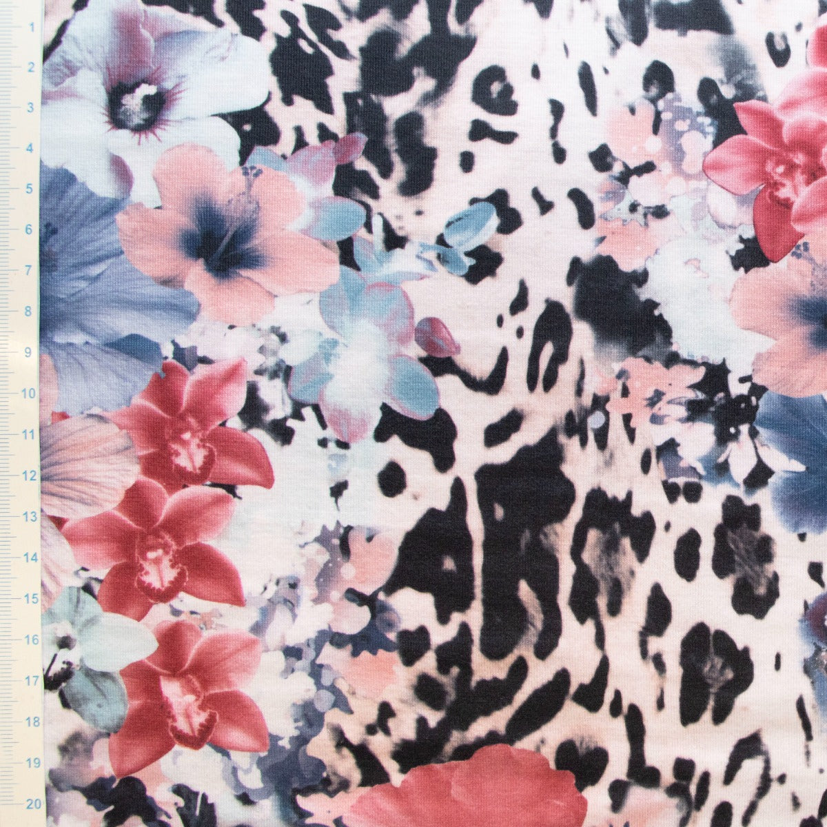 Jersey Digitaldruck - Florales Muster mit Animalprint - Rosa