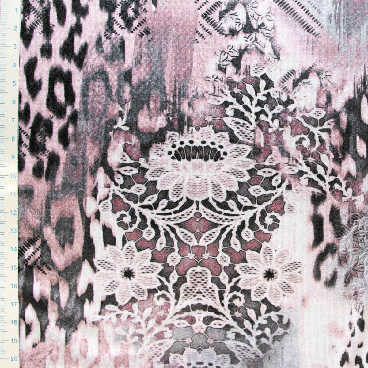 Jersey Digitaldruck - Florales Muster mit Animalprint - Rosa