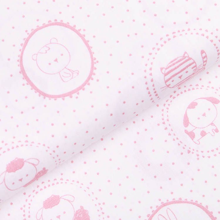 Webware Baumwolle Popeline - Babytiere im Kreis - altrosa