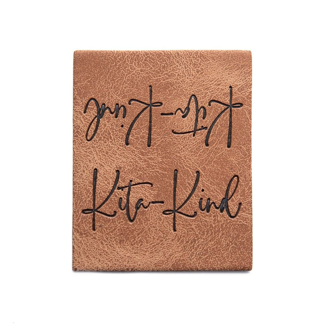 Jessy Sewing Kunstleder-Knick-Label "Kita Kind - braun