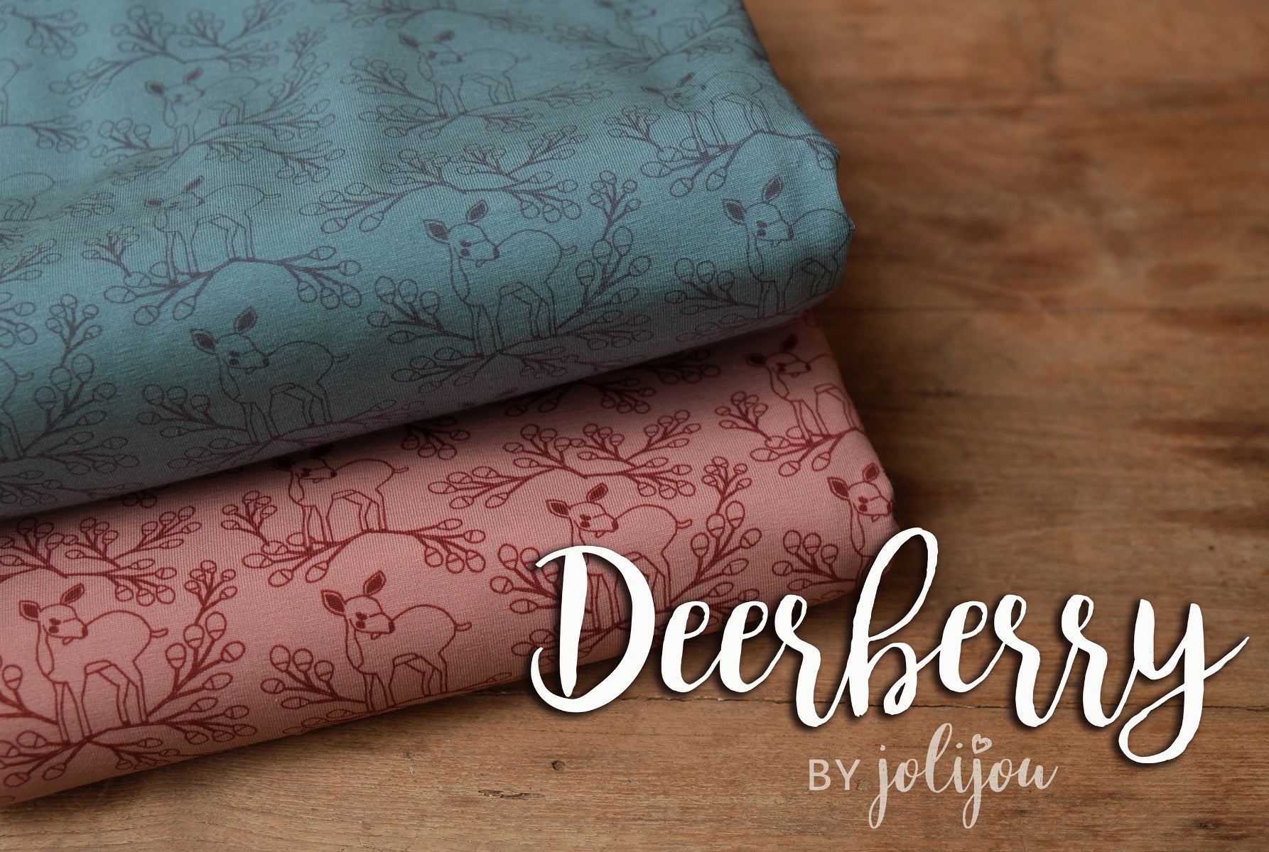 Jersey Swafing Deerberry by Jolijou - Hirsche und Beerenzweige - altrosa