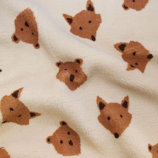 🐻 Kuschelplüsch Teddy-Fleece Stoff - Bärchen - in Creme & Braun