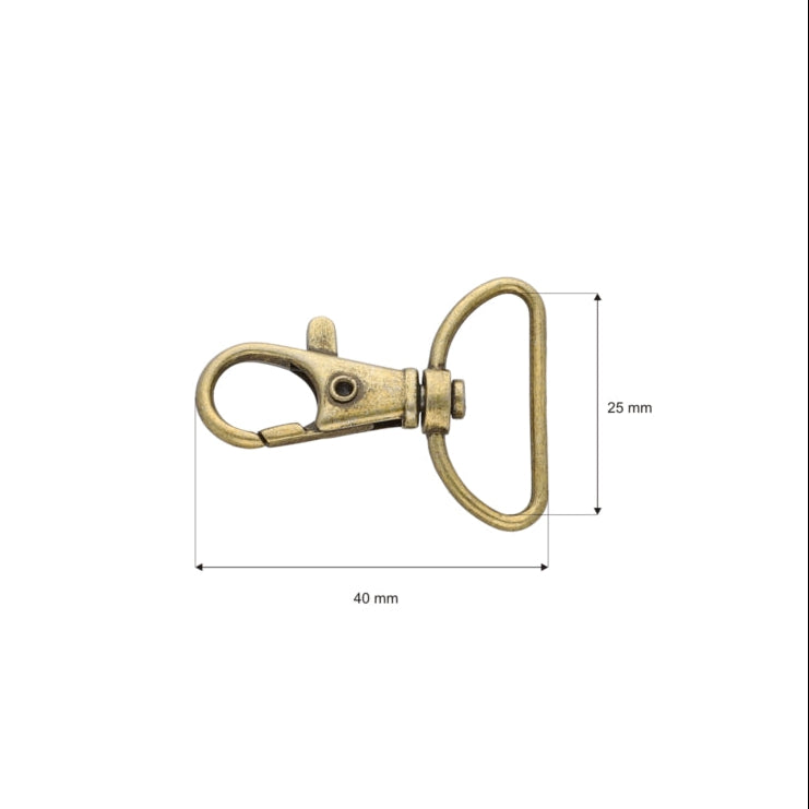 Karabinerhaken Metall 1 Stück ca. 25 mm - altgold
