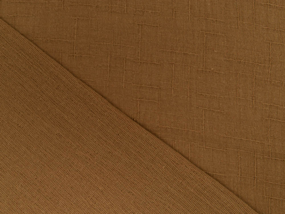 Bambus Musselin Baumwolle Double Gauze Snoozy - Leinenoptik - uni goldbraun