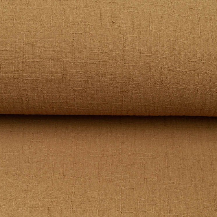 Bambus Musselin Baumwolle Double Gauze Snoozy - Leinenoptik - uni goldbraun
