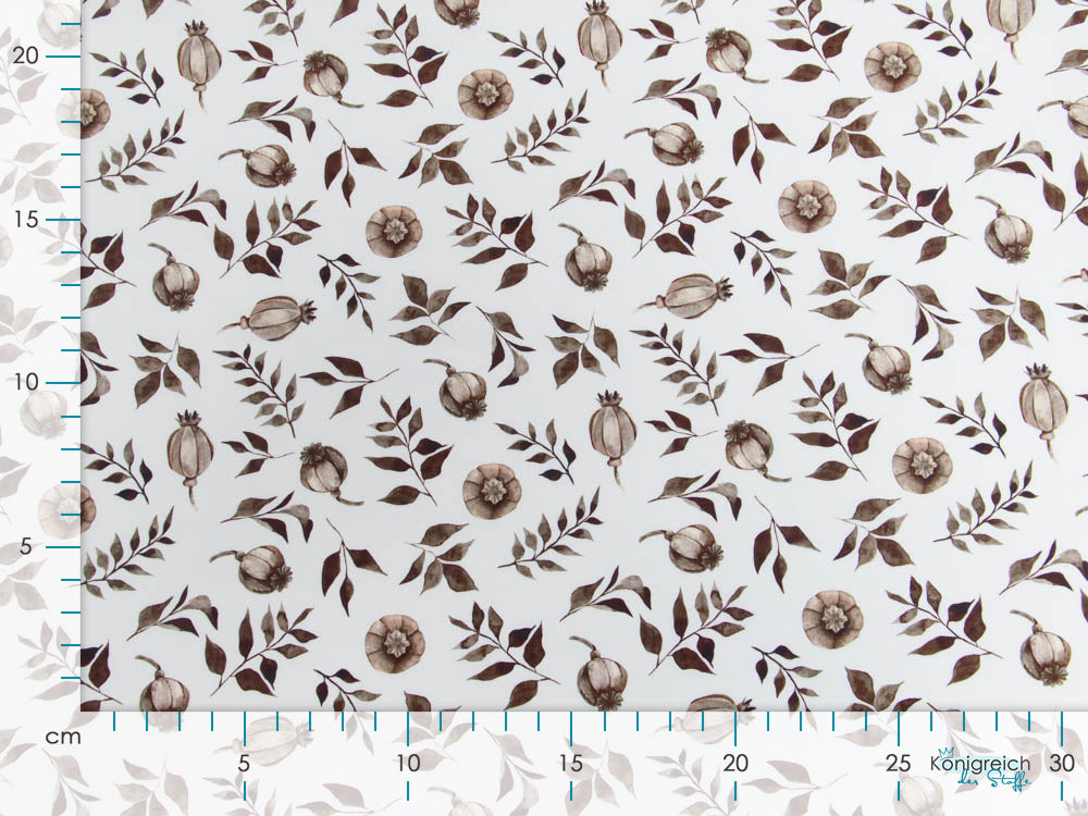 Webware Baumwolle Popeline Digitaldruck Mix Frenchie Snoozy - Herbstgestöber - weiß