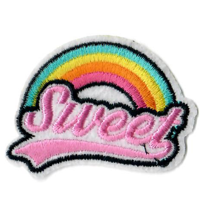 Stick-Applikation zum Aufbügeln ca. 5,0 cm x 3,5 cm - süßer Regenbogen - bunt