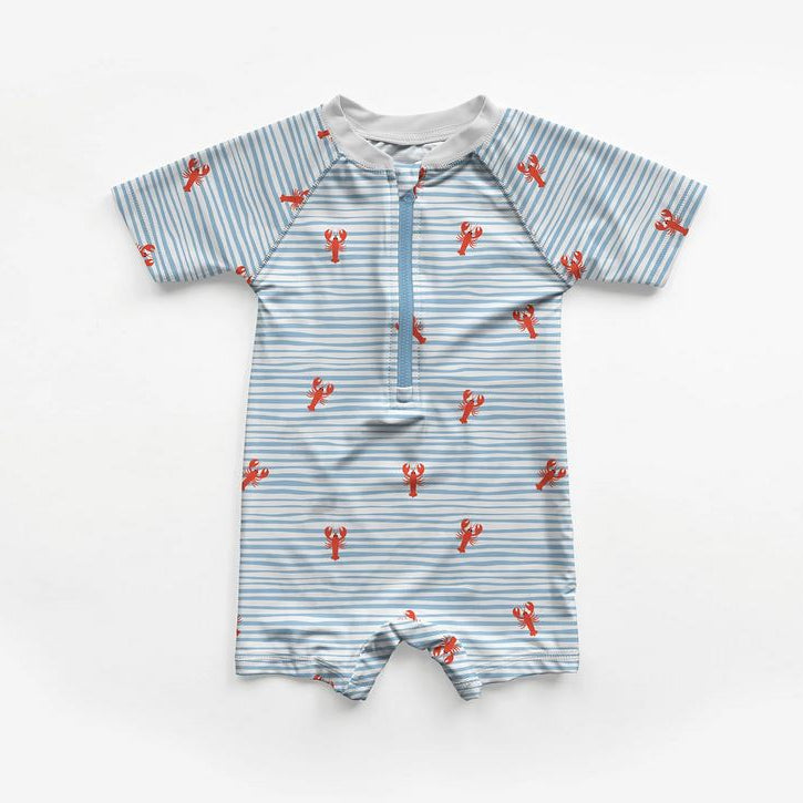 Swimwear Jersey Badestoff UV Protection UPF 50 Krabben - babyblau