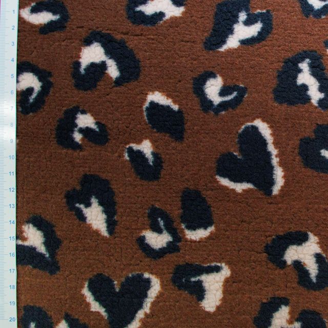 Kuschelplüsch Teddy-Fleece Stoff - Leo Animalprint – Braun & Schwarz