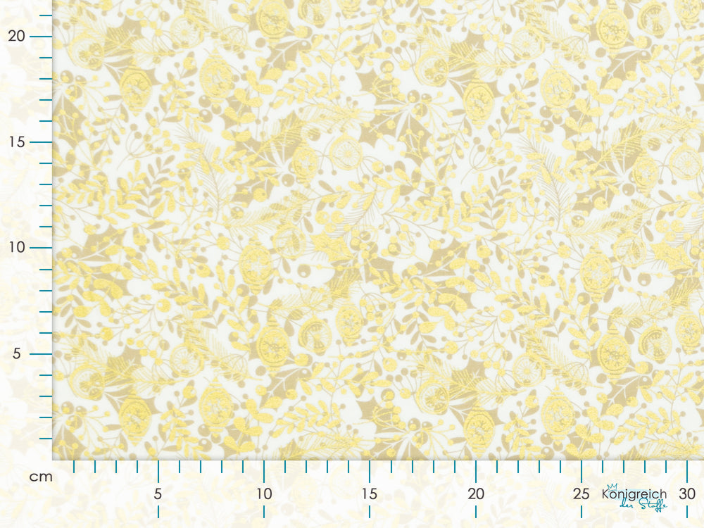 Webware Baumwolle Popeline mit Foliendruck - weihnachtliche Tannenzweige