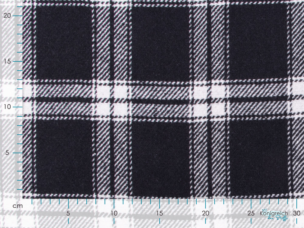 Wollstoff Doubleface - Karos und Hahnentritt - blau-weiß