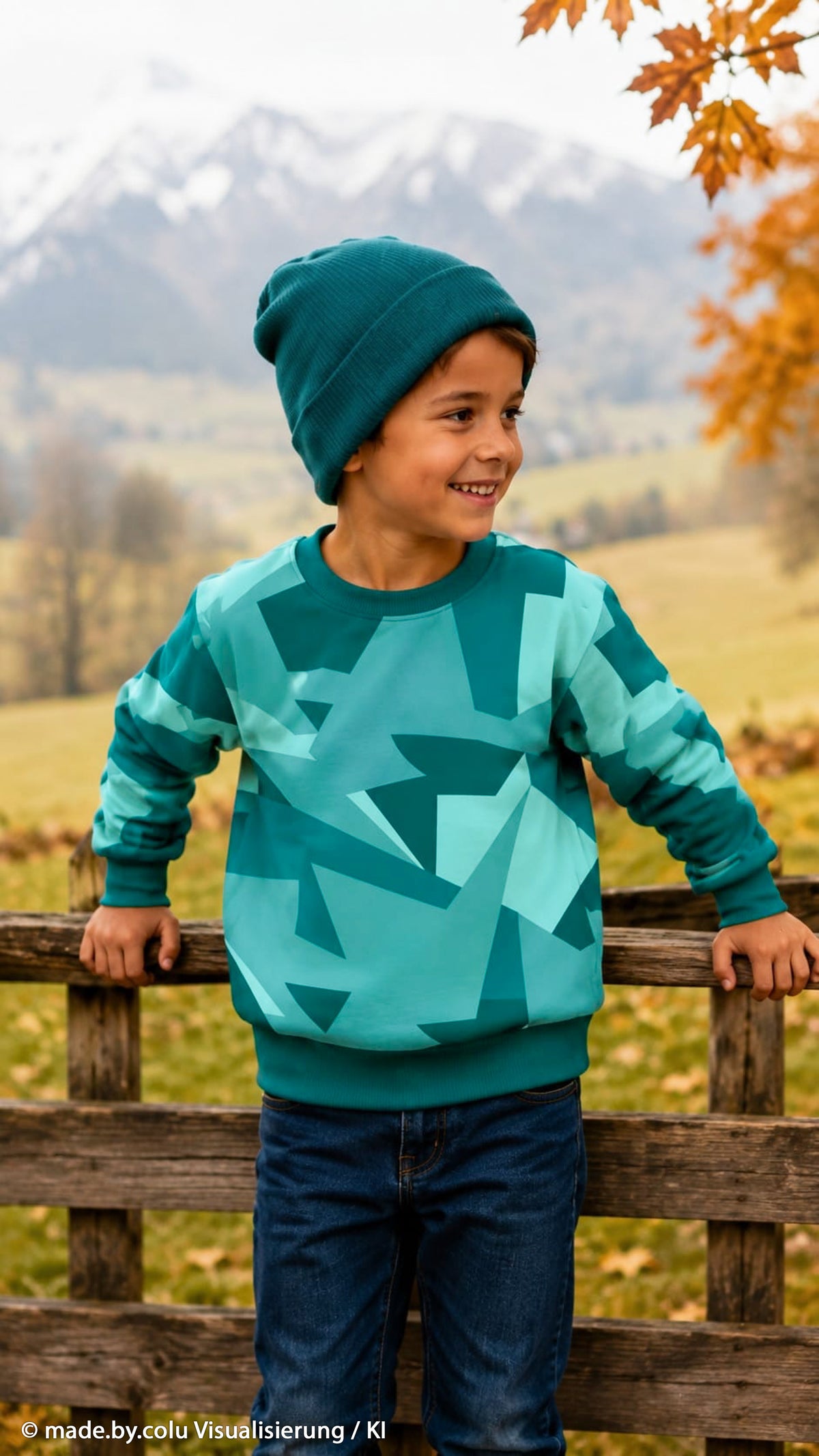Angerauter Sweat Swafing Made by Colu - Autumn Glow - petrol