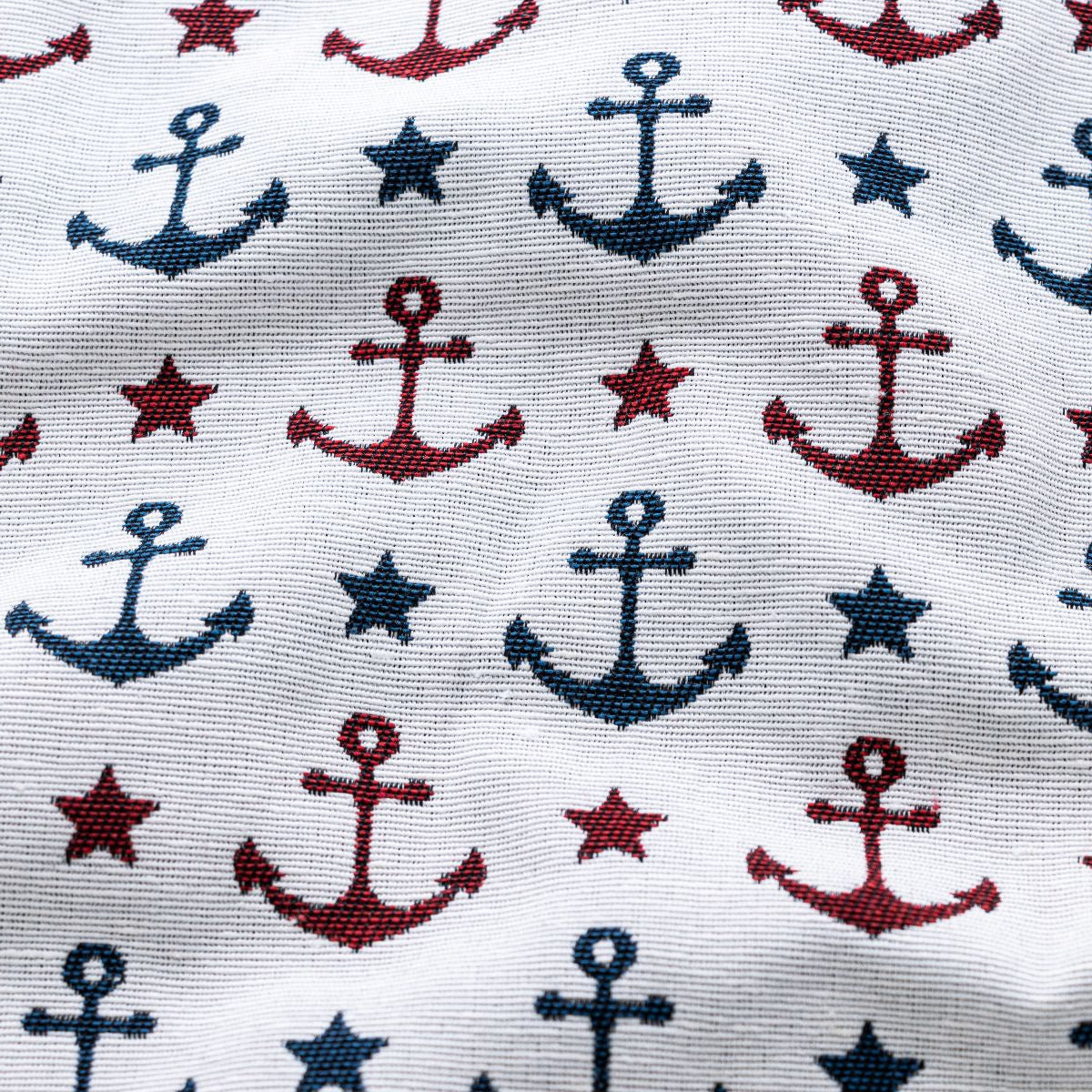 Jacquard gewebt - Polster-, Deko- u. Taschenstoff - Anker und Sterne - grau