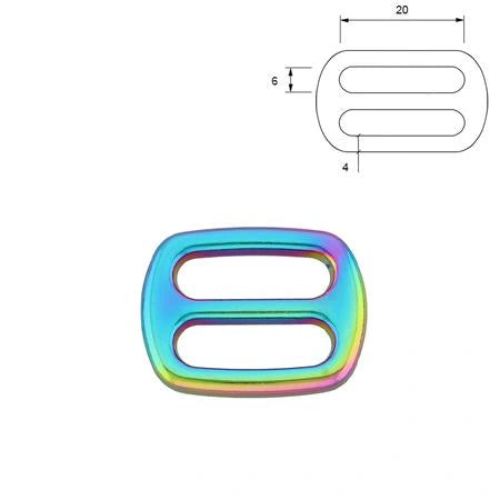 Leiterschnalle Metall 2 Stück - regenbogen